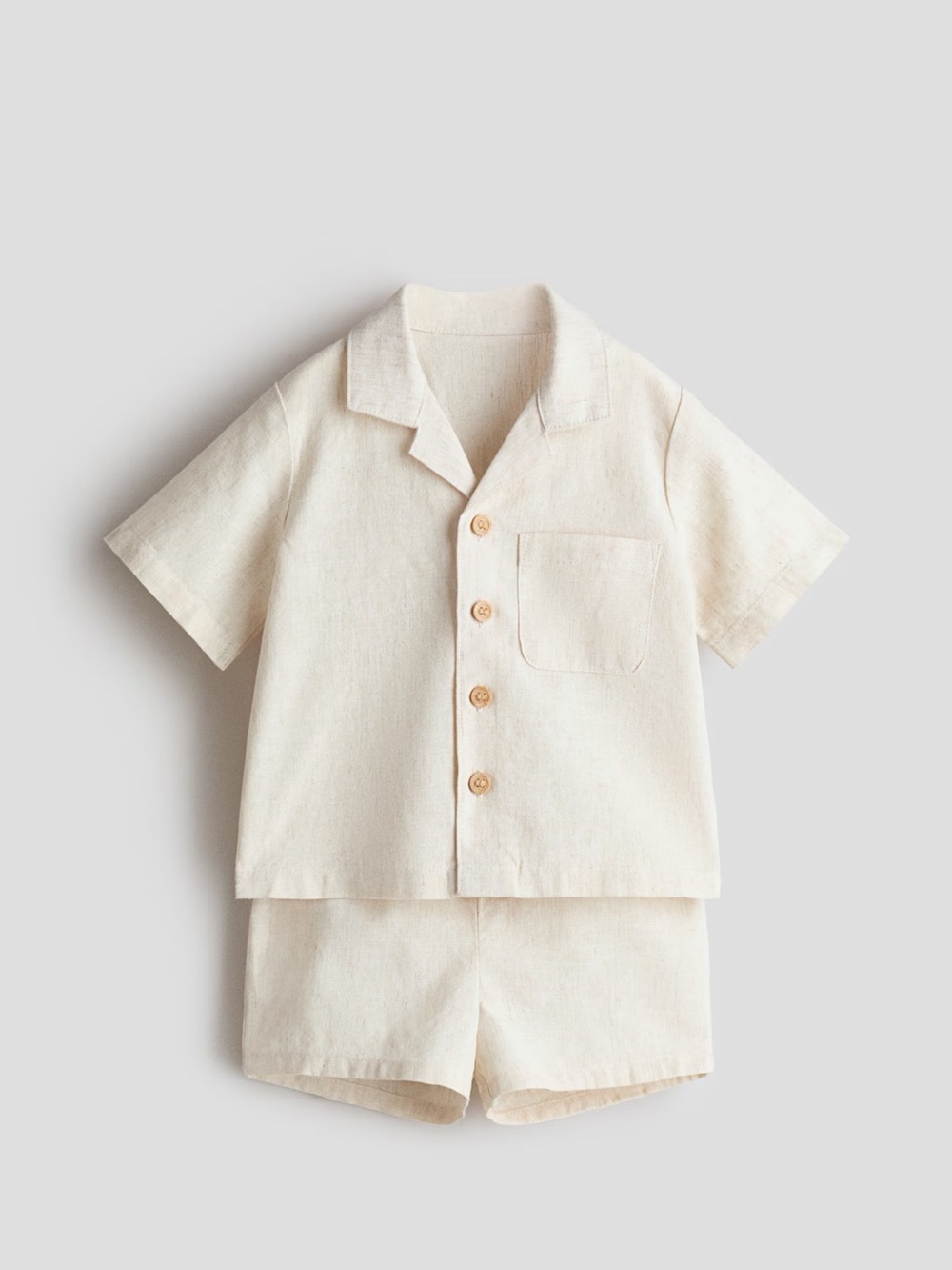 Kids Cream Short Sleeve linen Set - Soft Two-Piece Set! Like new 12-18m